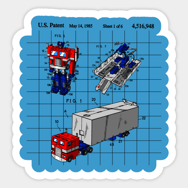 Optimus Prime Toy Patent Sticker by CloudCityCreations